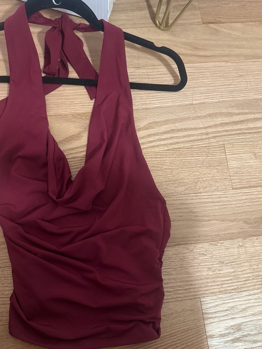 Garage Burgundy Halter One-Piece Swim Top
